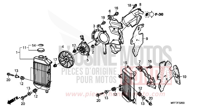 RADIATOR for TRANSALP ABS PEARL CONCOURS BLACK (NHA65) from 2009